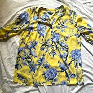 Blue and yellow blouse